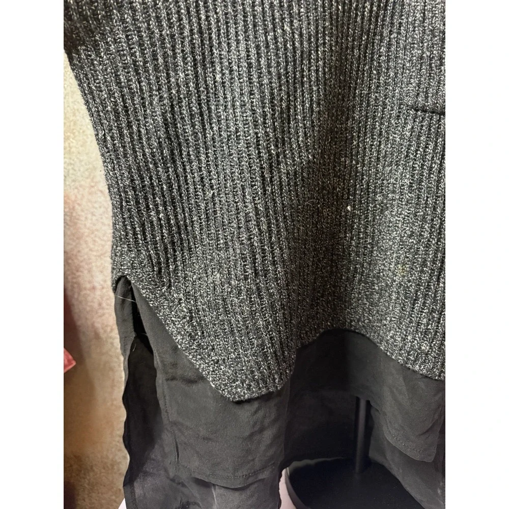 Madewell‎ Women's XS Extra Small Marled Knit Layered Sweater Black Gray Pocket